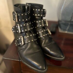 Steven by Steve Madden Studded Moto Ankle Boots Size 8 Black